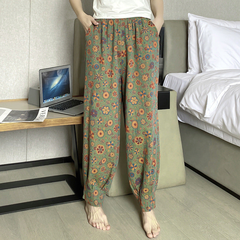 Spring And Autumn Purified Cotton Pajama Pants Large Size Home Thin Printing