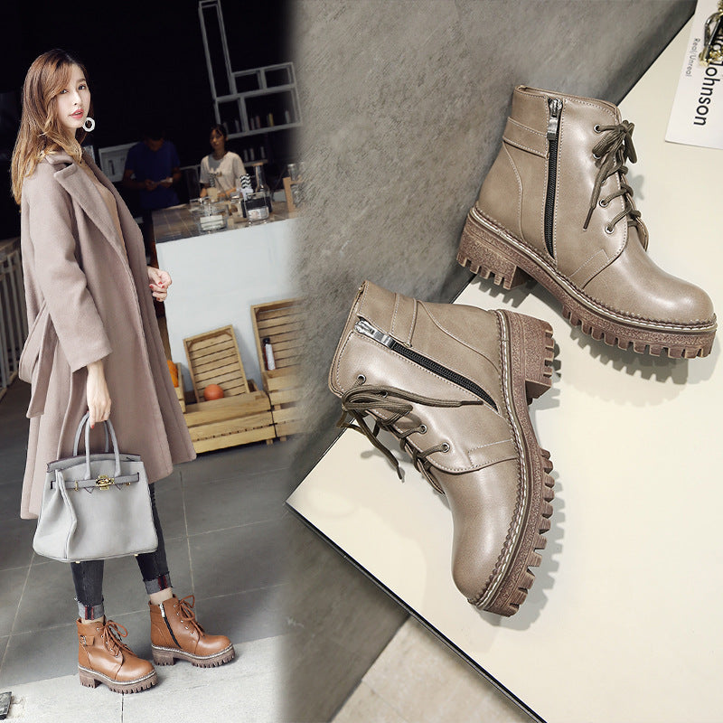 College Style Women's Boots Heel Low Boots