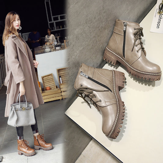 College Style Women's Boots Heel Low Boots