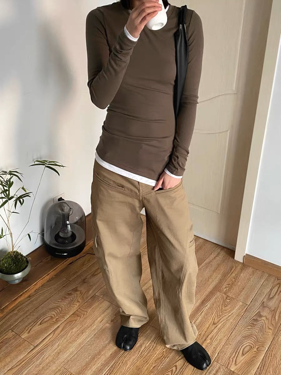 Cotton Wide Leg Loose Retro Casual Neutral Slimming Multi-pocket Profile Overalls For Women