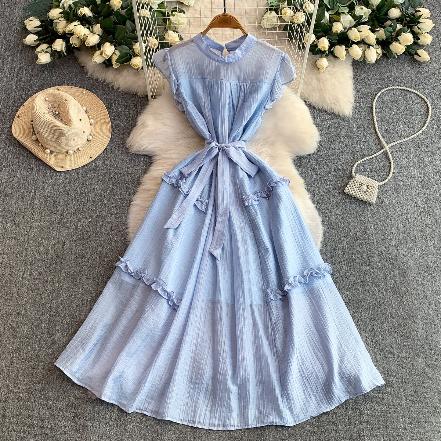 Sweet Flutter Sleeve Dress For Women