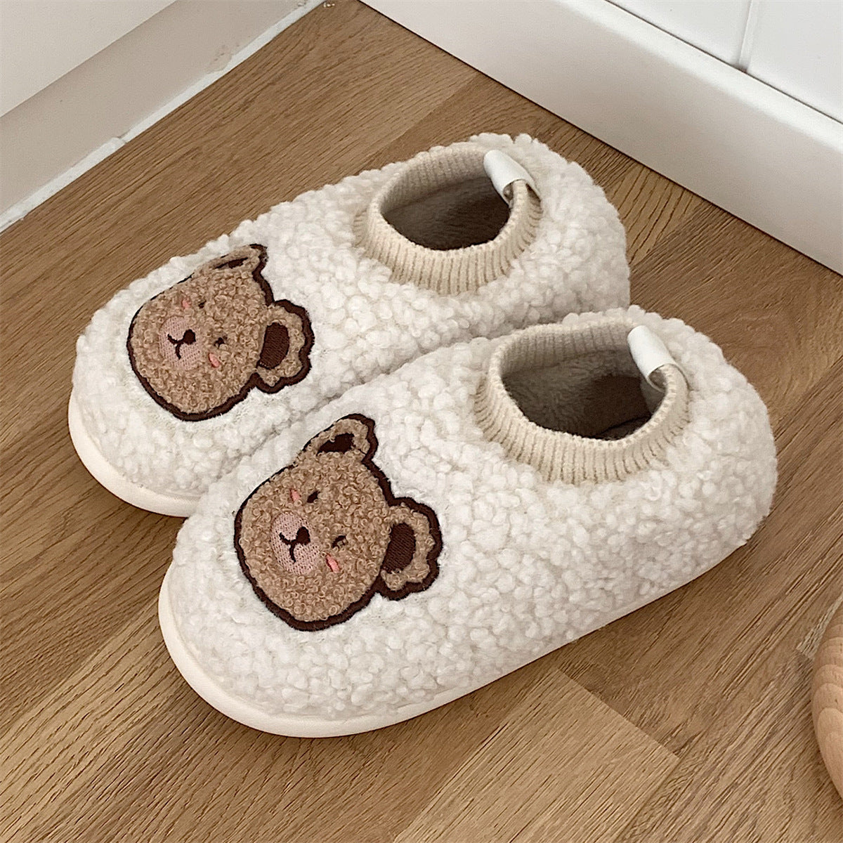 Student Dormitory Non-slip Warm Plush Shoes Cartoon Cute Full Heel Wrap Cotton Slippers