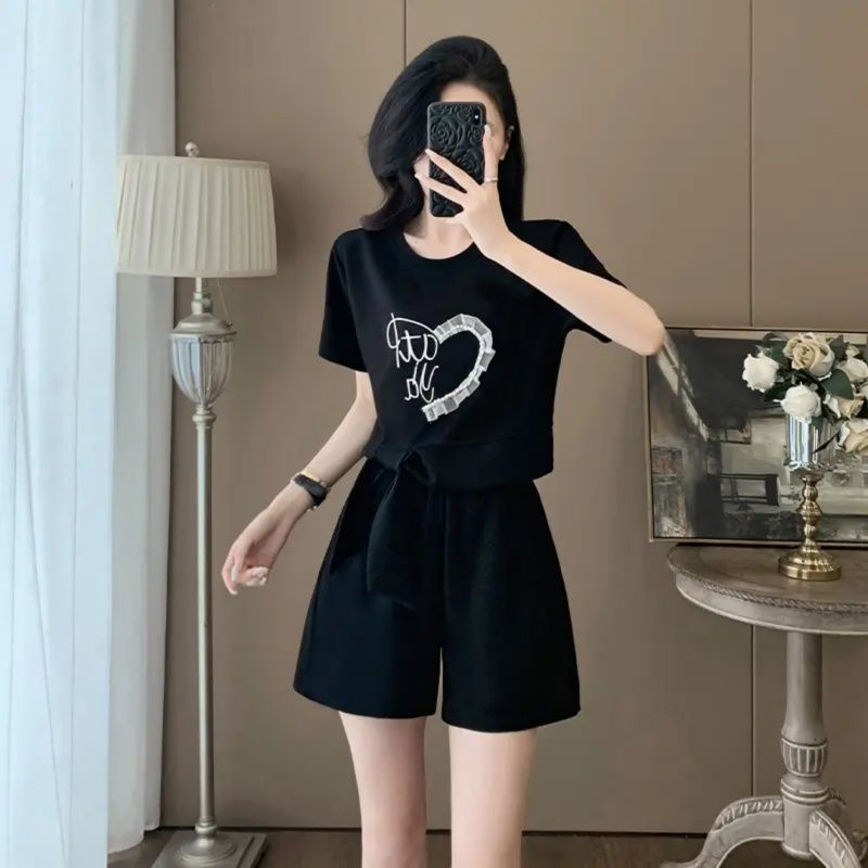 Loose-fitting Casual Youth-boosting Short-sleeve Pants Two-piece Set