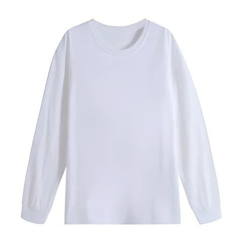 White Long Sleeve T-shirt Women's New Slim Fit Slimming Korean Style Wear Unique Beautiful Girl Age-reducing Cotton Drawstring Top