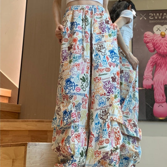 Farverige overalls med graffitiprint til kvinder
