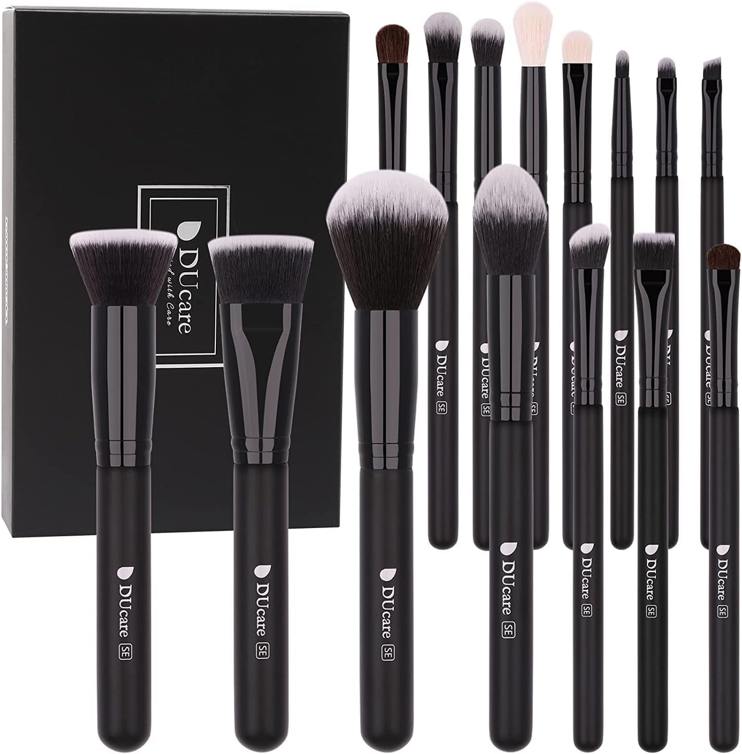 Ducare Set De Brochas De Maquillaje 15 Pcs Con Bolsa Profesional Brochas De Maquillaje Synthetic,Mango De Madera,Brocha Para Contorno De Ojos Y Rubor,Regalo Para San Valentín,Navidad Y Año Nuevo