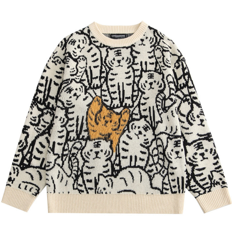 Men's And Women's Knitted Pattern Loose Sweater