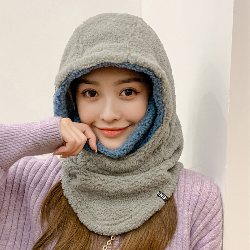 Windproof Hood Earmuffs Ladies Waterproof Fleece Warmth Padded Collar
