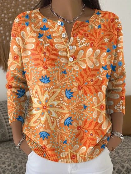 Buttoned Long-Sleeve Hoodie AutumnWinter Printed Fashionable & Unique Casual Sweater Coat For Women