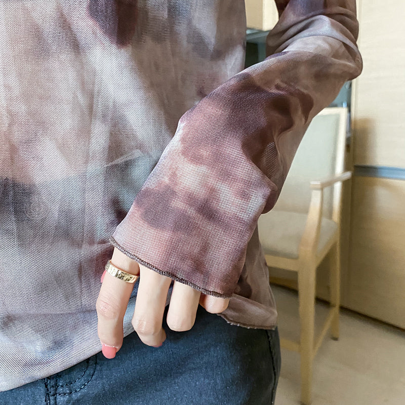 Popular Tie - Dyed Tulle Round Collar Bottom Unlined Upper Garment