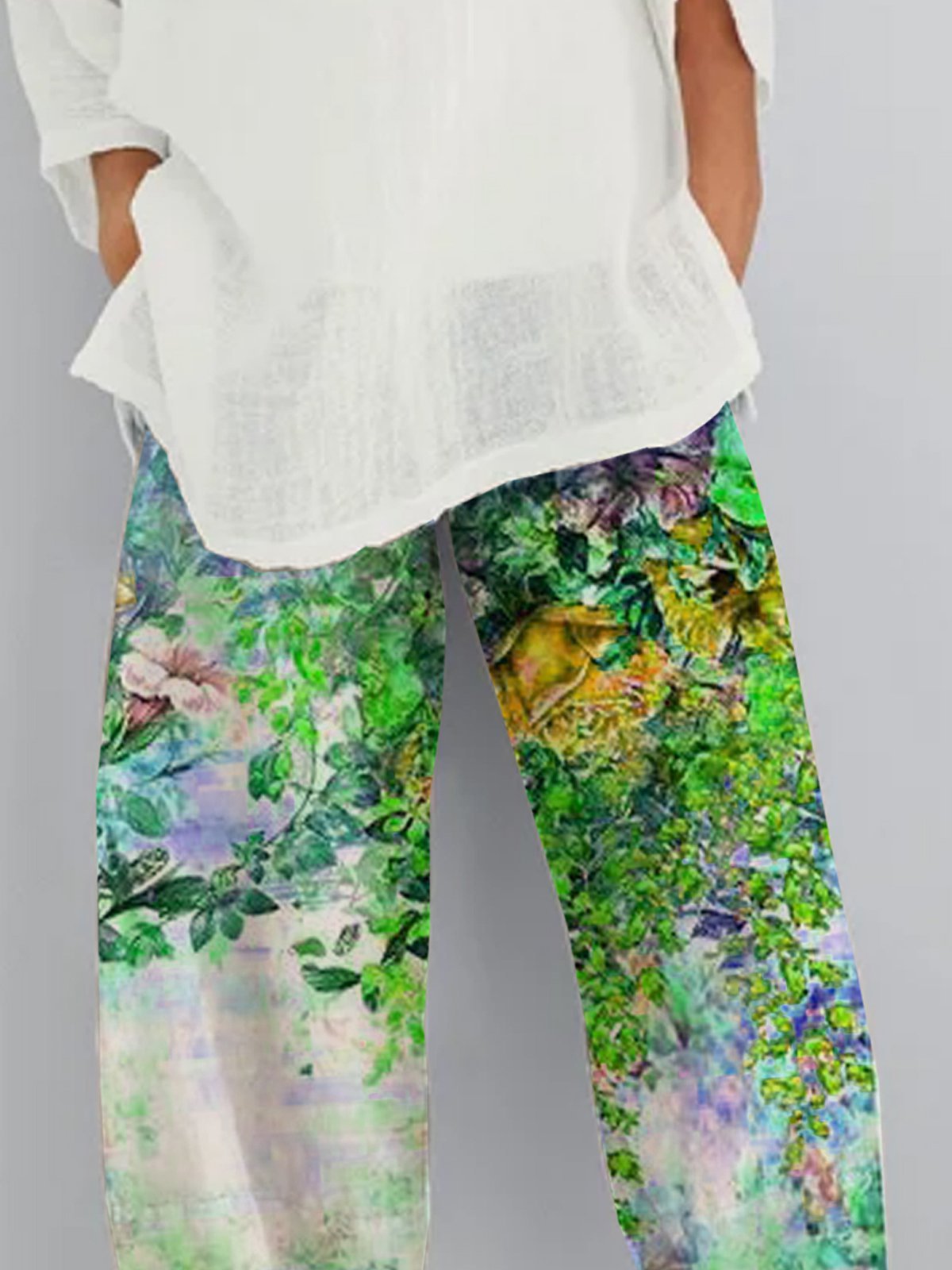 Trendy And Fashionable Floral Personalized Positioning Printed Cropped Pants