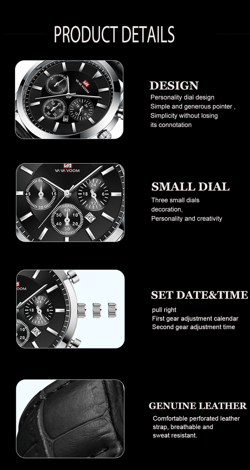 Men's Three-eye Multi-function Sports Quartz Watch