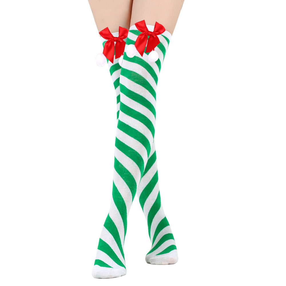 Bow Christmas Stockings Over The Knee Decorative High Tube