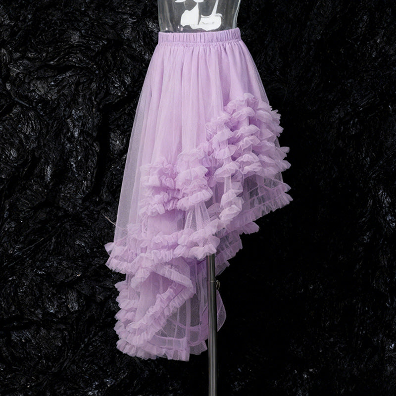 Women's Fashion Mesh Ruffled Irregular Skirt