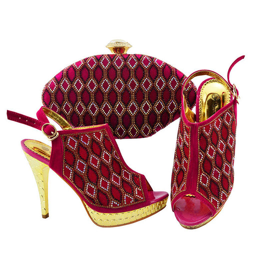Stiletto European And American Spot Fish Mouth High Heeled Shoes Messenger Bag