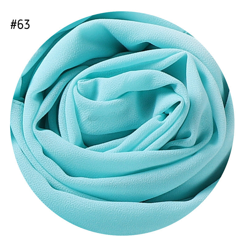 Women's Simple And Versatile Solid Color Pearl Chiffon Scarf
