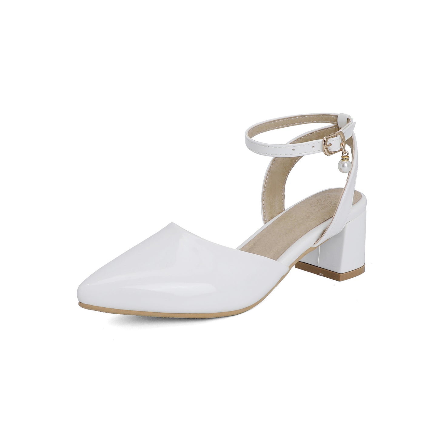 New Thick Heel Candy Color Buckle Pointed Toe Sandals For Women