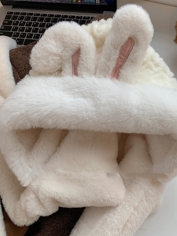 Thickened Warm Scarf Gloves Three Piece Set