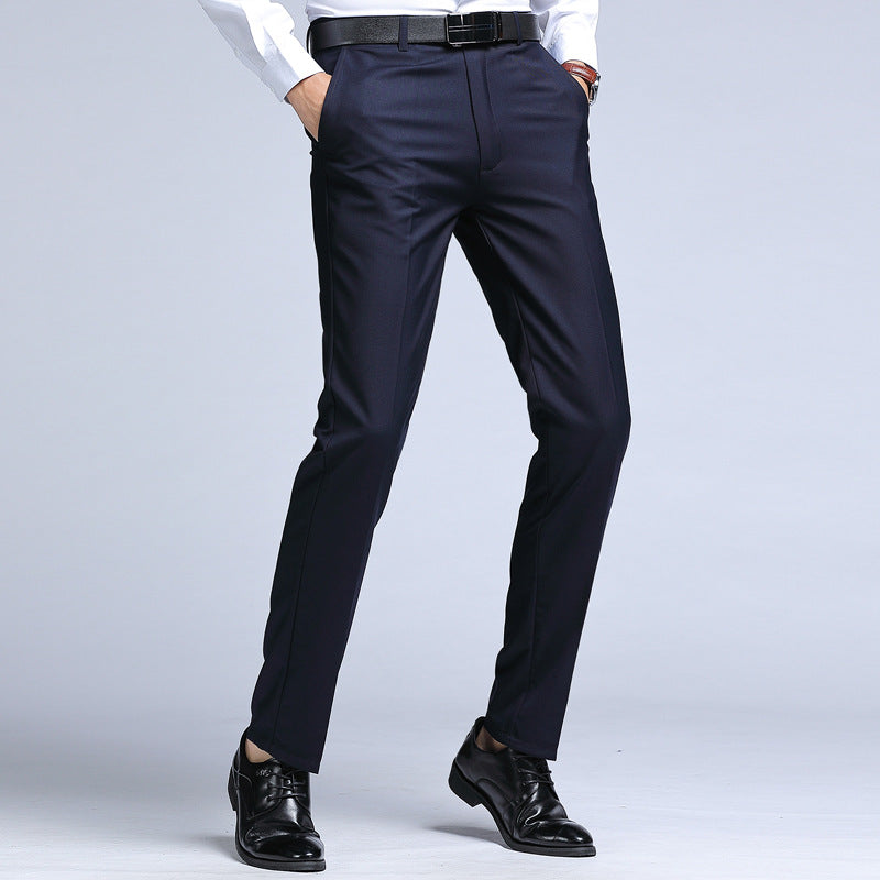 Men's Solid Color Versatile Straight Leg Suit Pants