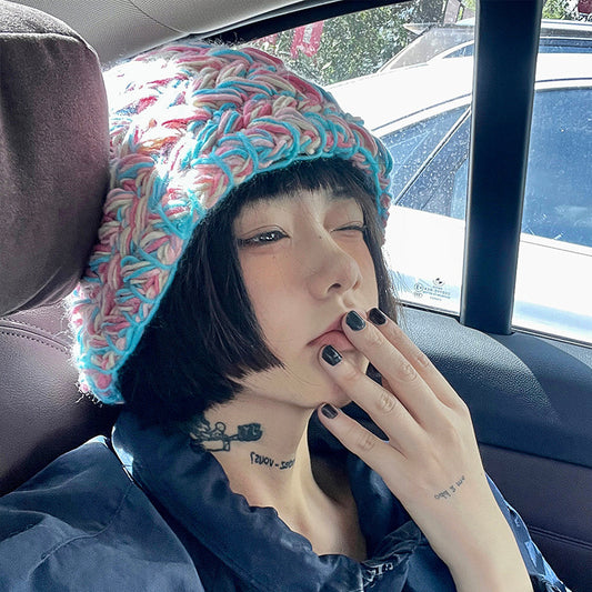 Thick And Small Color Matching Wool Hat