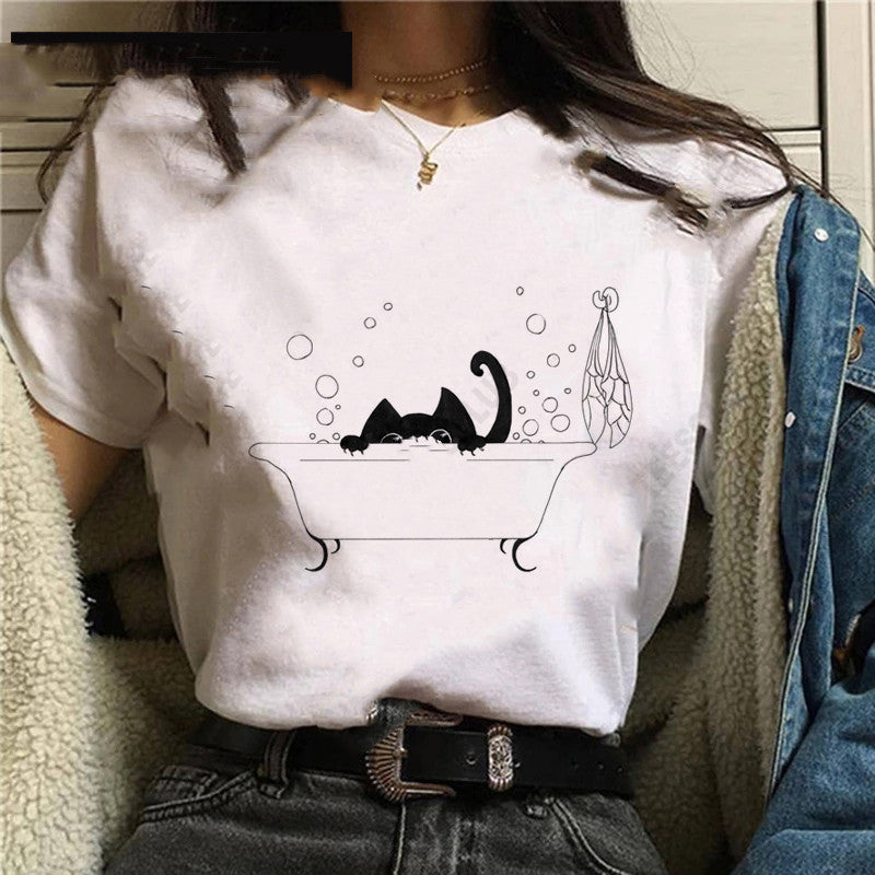 Personalized Cartoon Christmas Bee Print Regular Short Sleeve