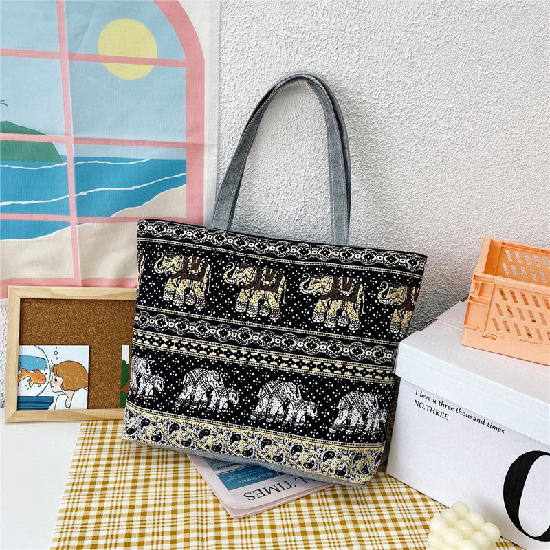 Canvas Large Capacity Ladies Print Tote Bag