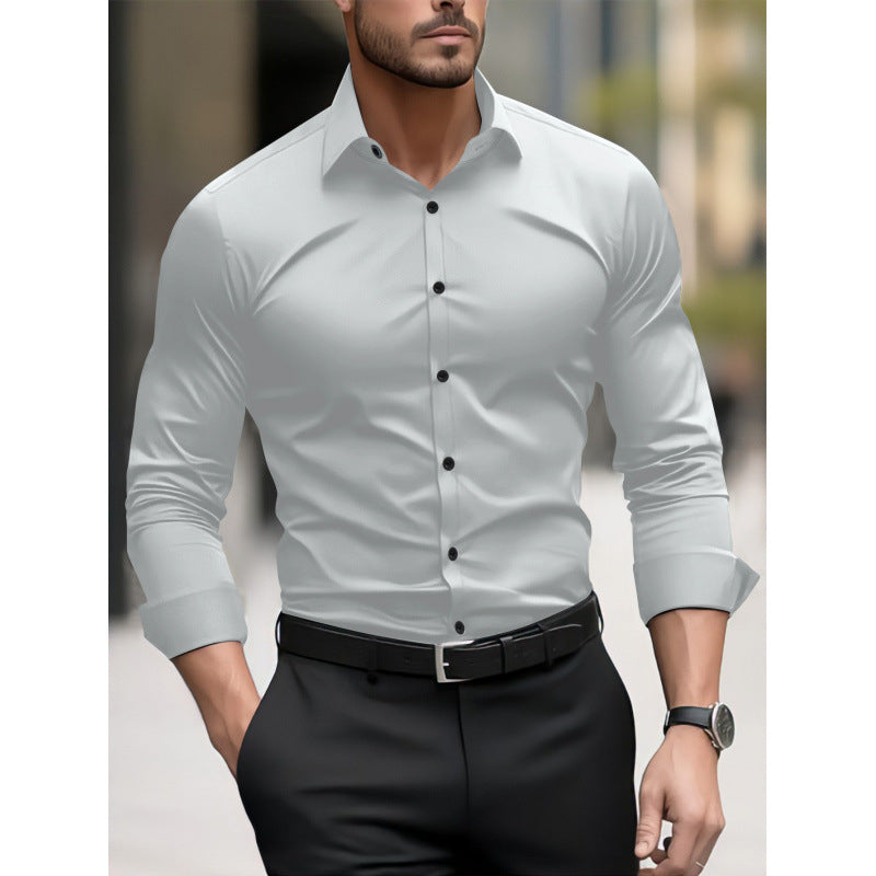 Men's Pigment Business Casual Long Sleeve Shirt