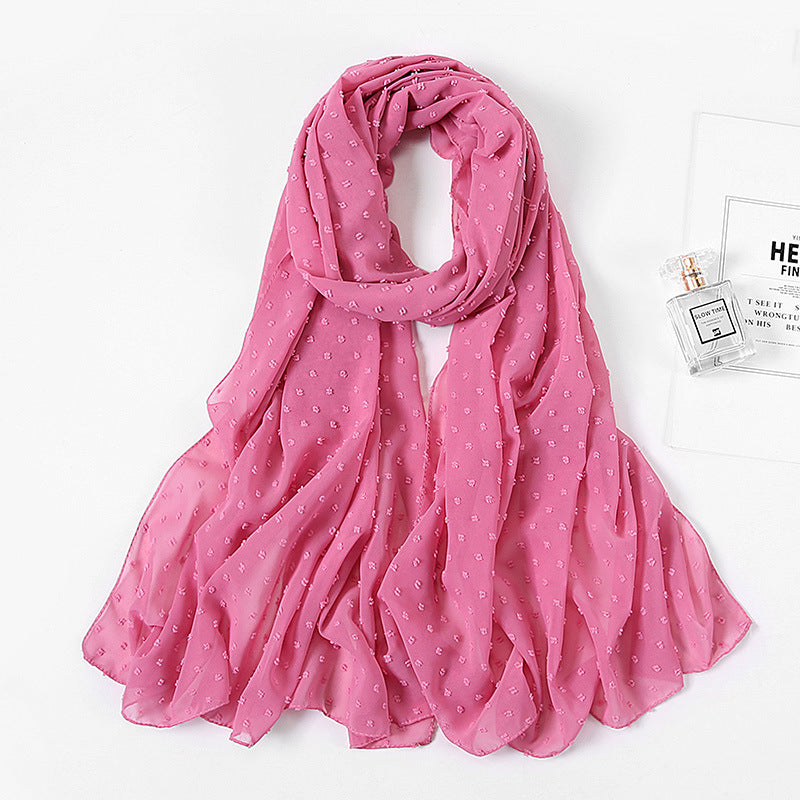 Women's Pearl Pure Color Chiffon Headscarf