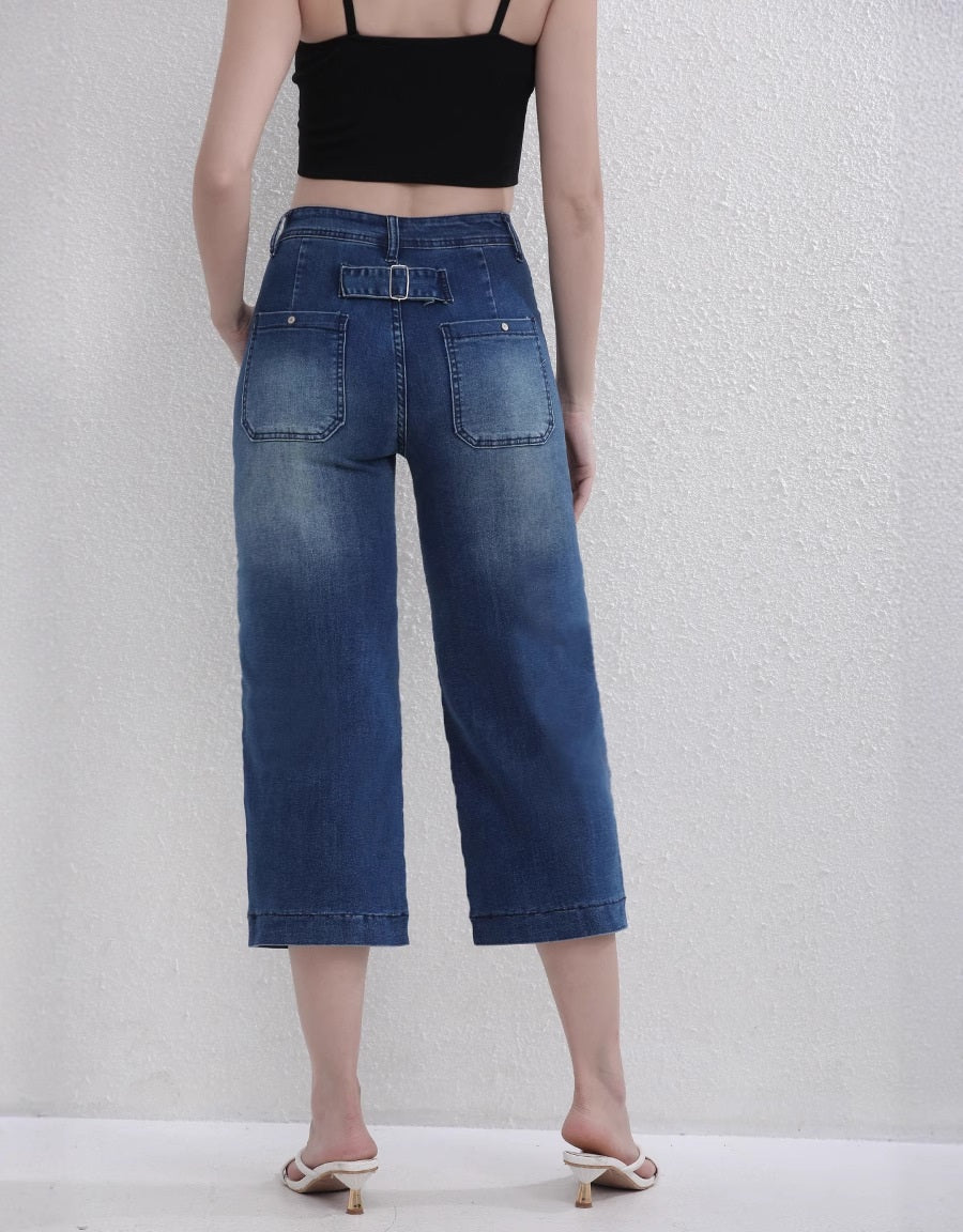 Stretchy Straight-leg Cropped Denim Jeans