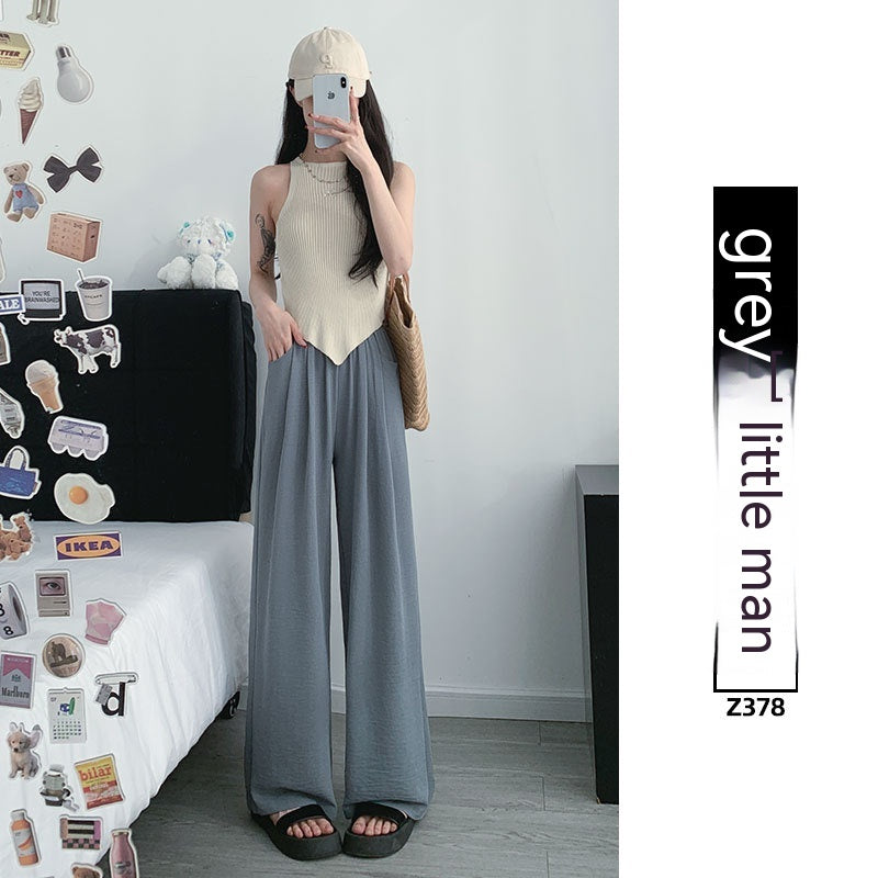 Ice Silk Wide-leg Women's Thin Straight Loose Casual Pants
