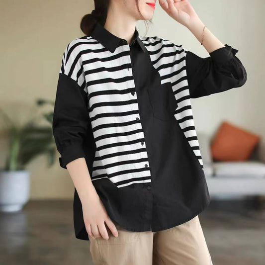 Artistic Patchwork Lightweight Cotton Casual Shirt
