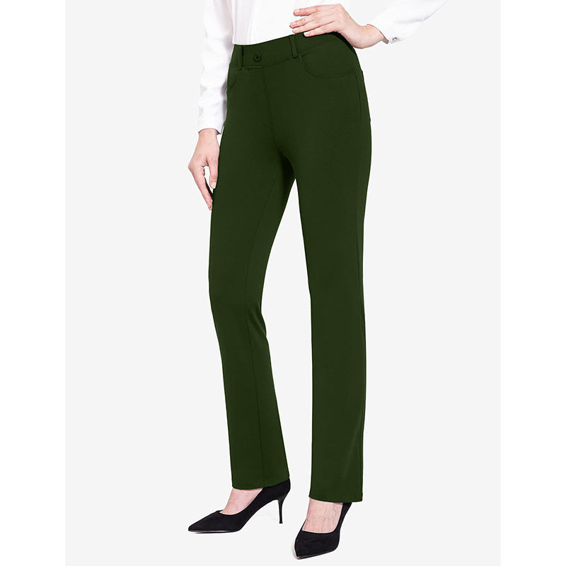 Solid-color Stretch High-waist Slim-fit Yoga Pants