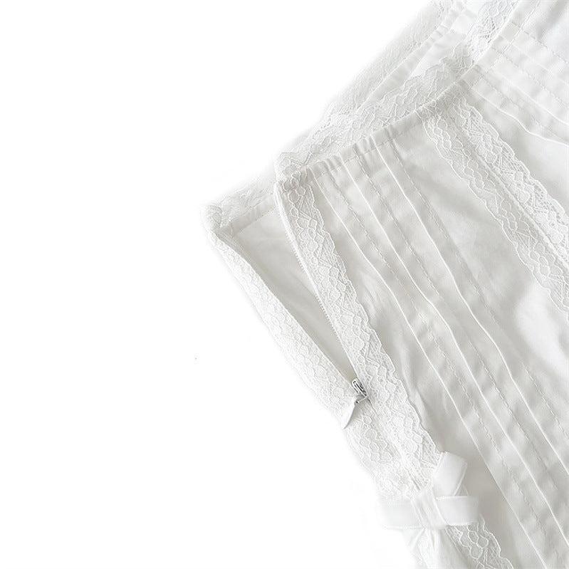 Sweet Girl White Lace Design High Waist Skirt