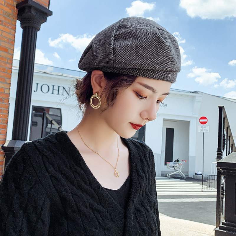 Women's Wool Embroidered Sunshade Warm Hat