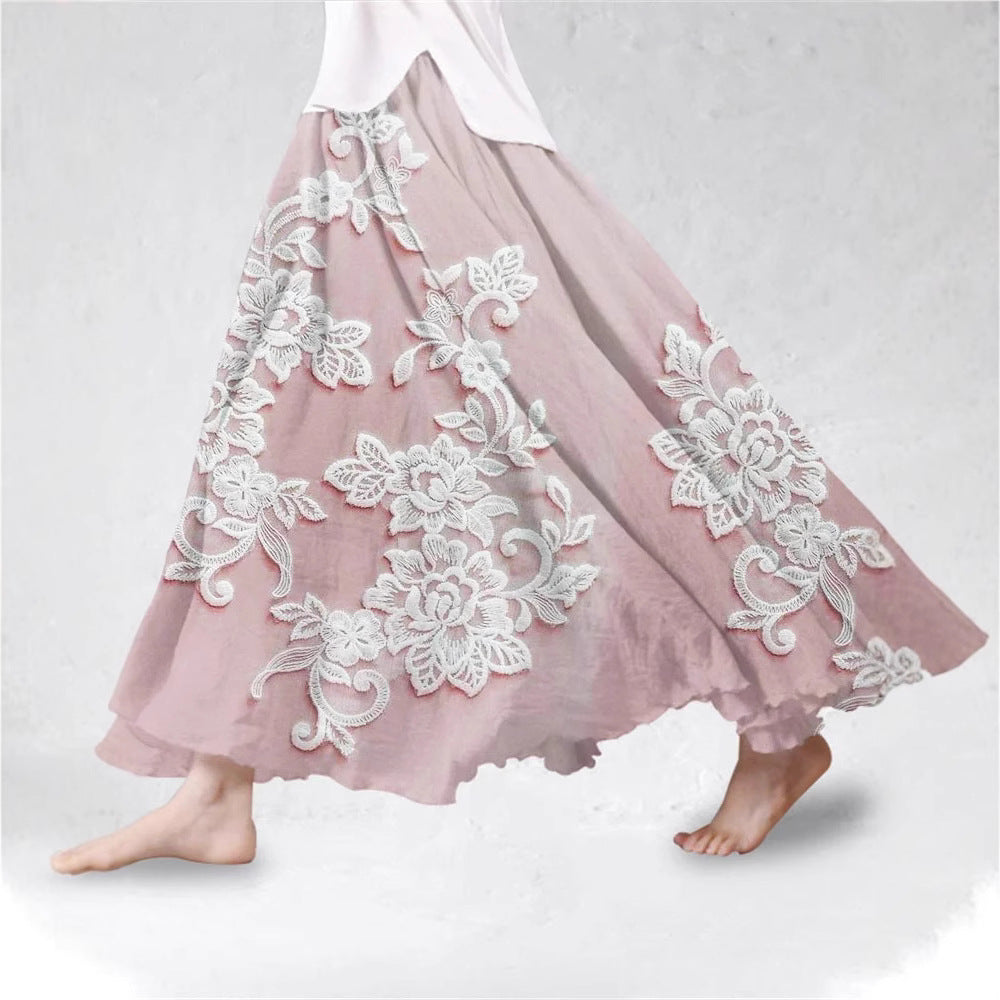 SpringSummer Fashion New Arrival Womens Big-Flared 3D Printed Skirt