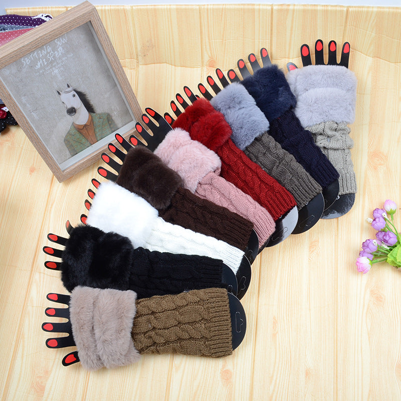 Pure Color Fashion Sleeve Twist Knitted Gloves