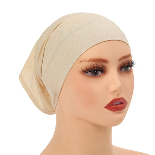 Pure Color Modal Wide-brimmed Mercerized Cotton Stretch Sleeve Cap