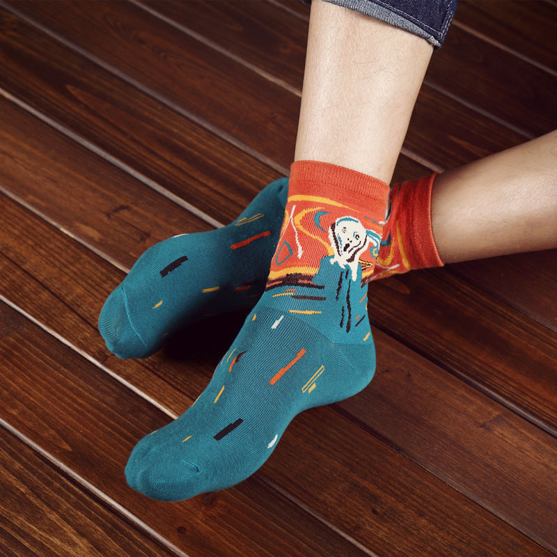 Retro Series Men's Medium Tube Literary Socks
