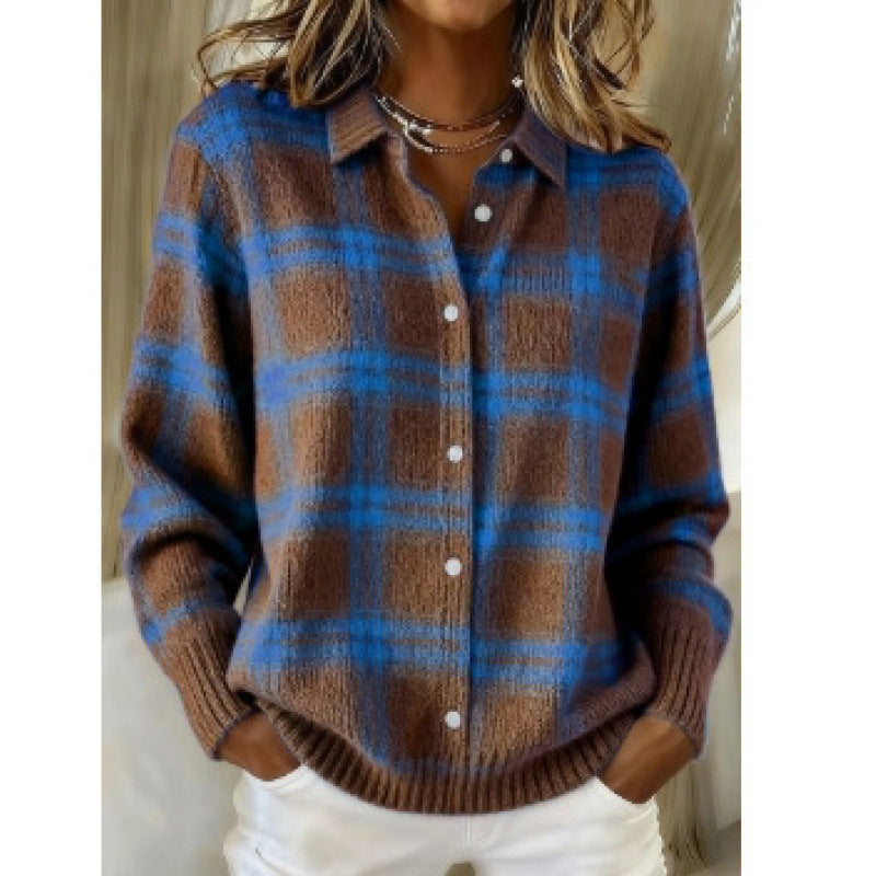 Women's Blouse With A Turn-down Collar And Cardigan-style Top