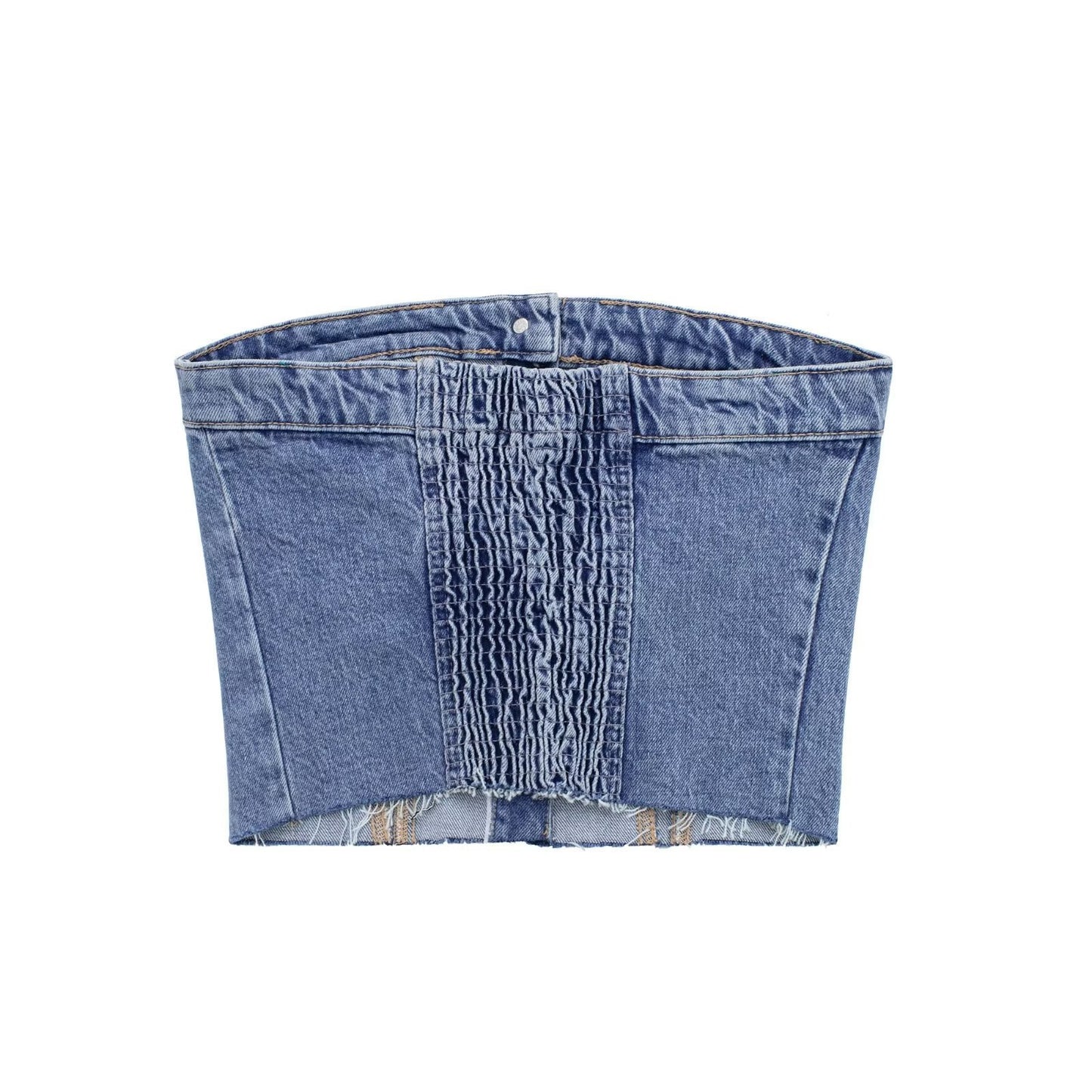 Women's Tube Top Button Denim Vest