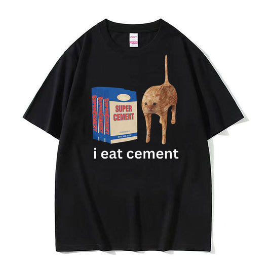 Sjovt printet T-shirt Mænd og kvinder Mode Rund hals Løse korte ærmer