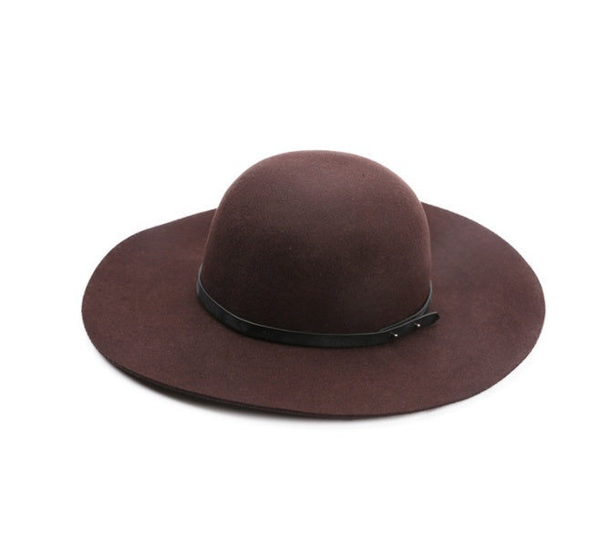 Vintage Wool Belt Big Brim Hat