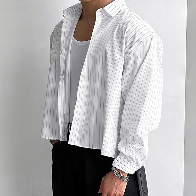 Men's Loose-Fitting All-Match Long-Sleeve Striped Shirt