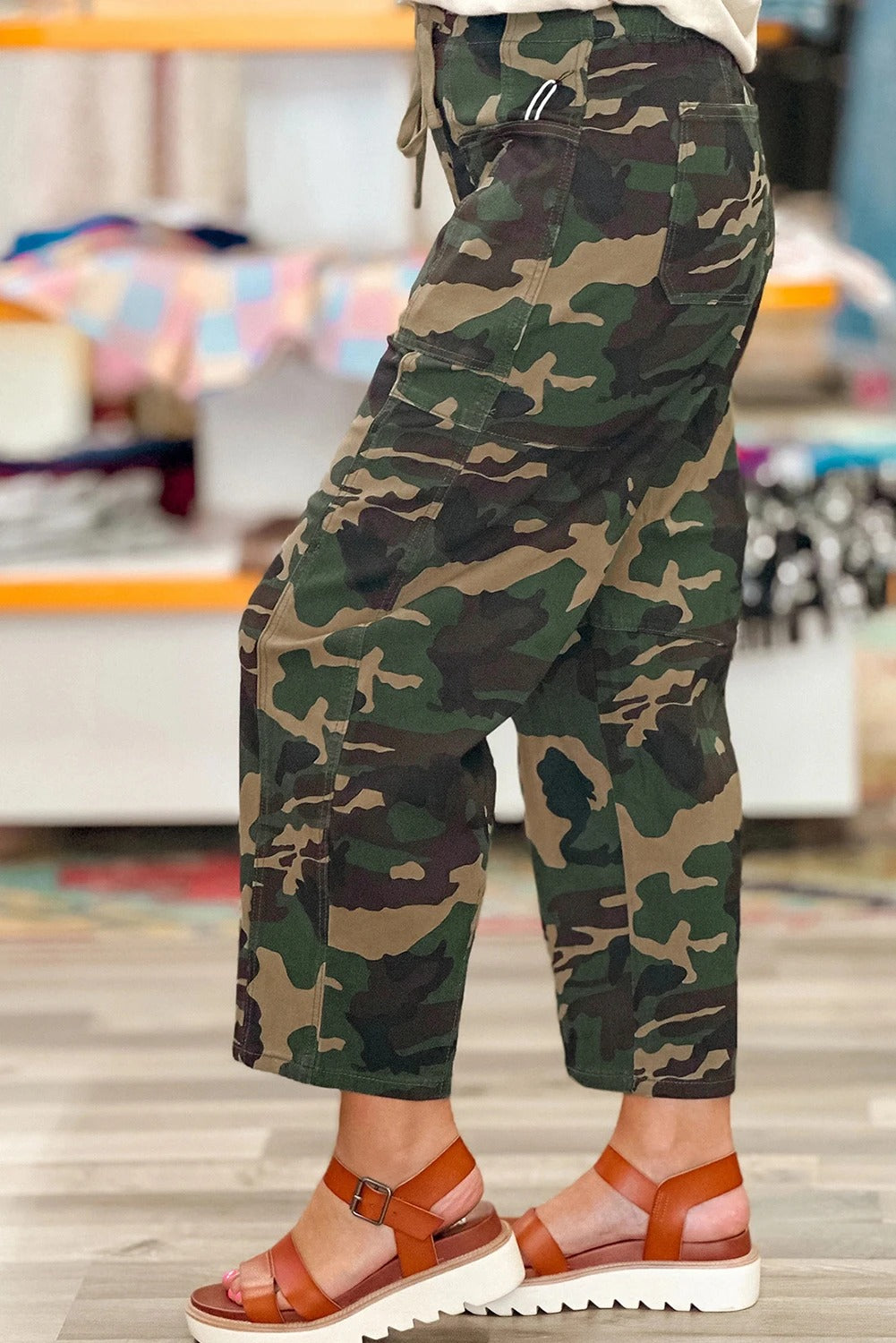 Women's Casual American-Style Retro Camouflage Pants With Multiple Pockets
