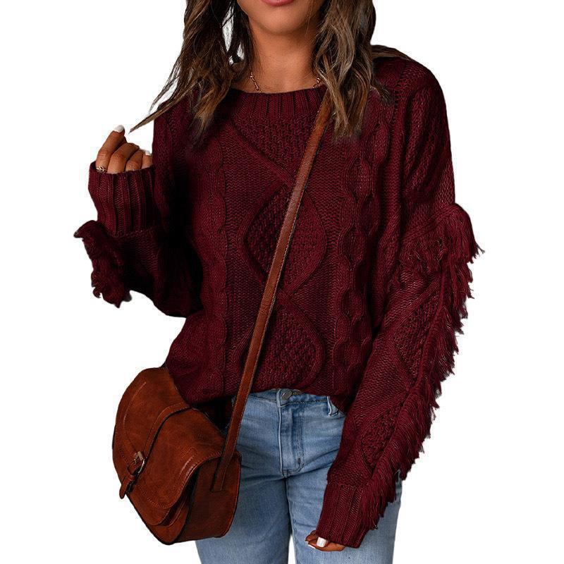 Fashion Pullover Round Neck Knitted Sweater For Women