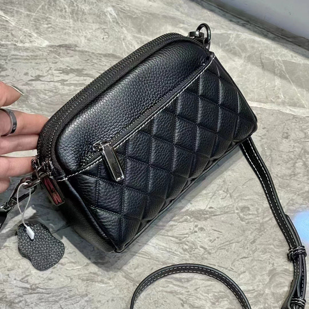 Women's Fashionable And Versatile Head Layer Cowhide Leather Crossbody Shoulder Bag