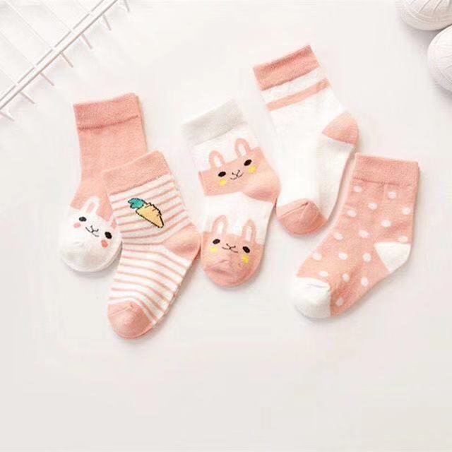 5 Pairs Children's Cotton Mid-calf Length Socks