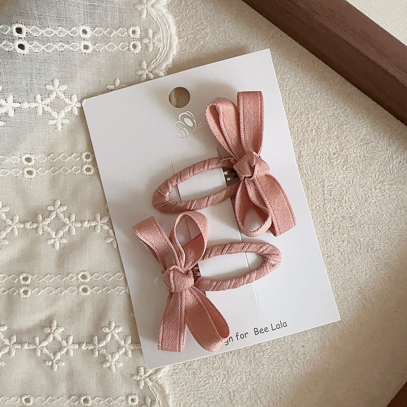 New Autumn And Winter Deciduous Color Series Cotton Tape Bow Hair Accessories