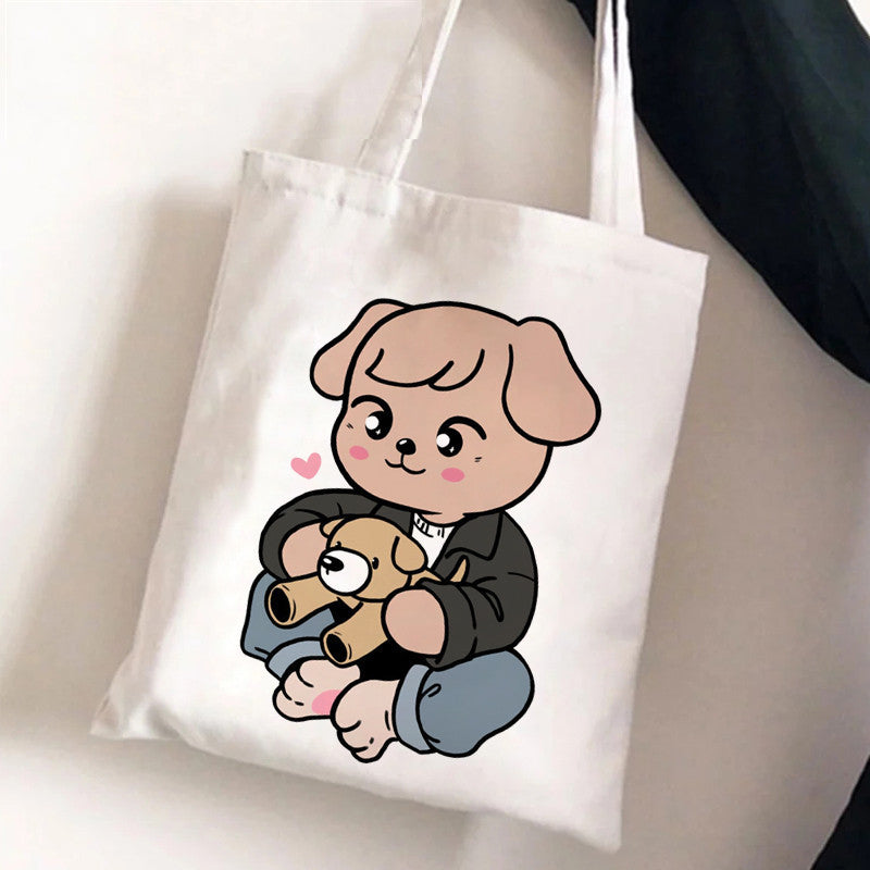 Cute Cartoon Canvas Tutor Lunch Bag