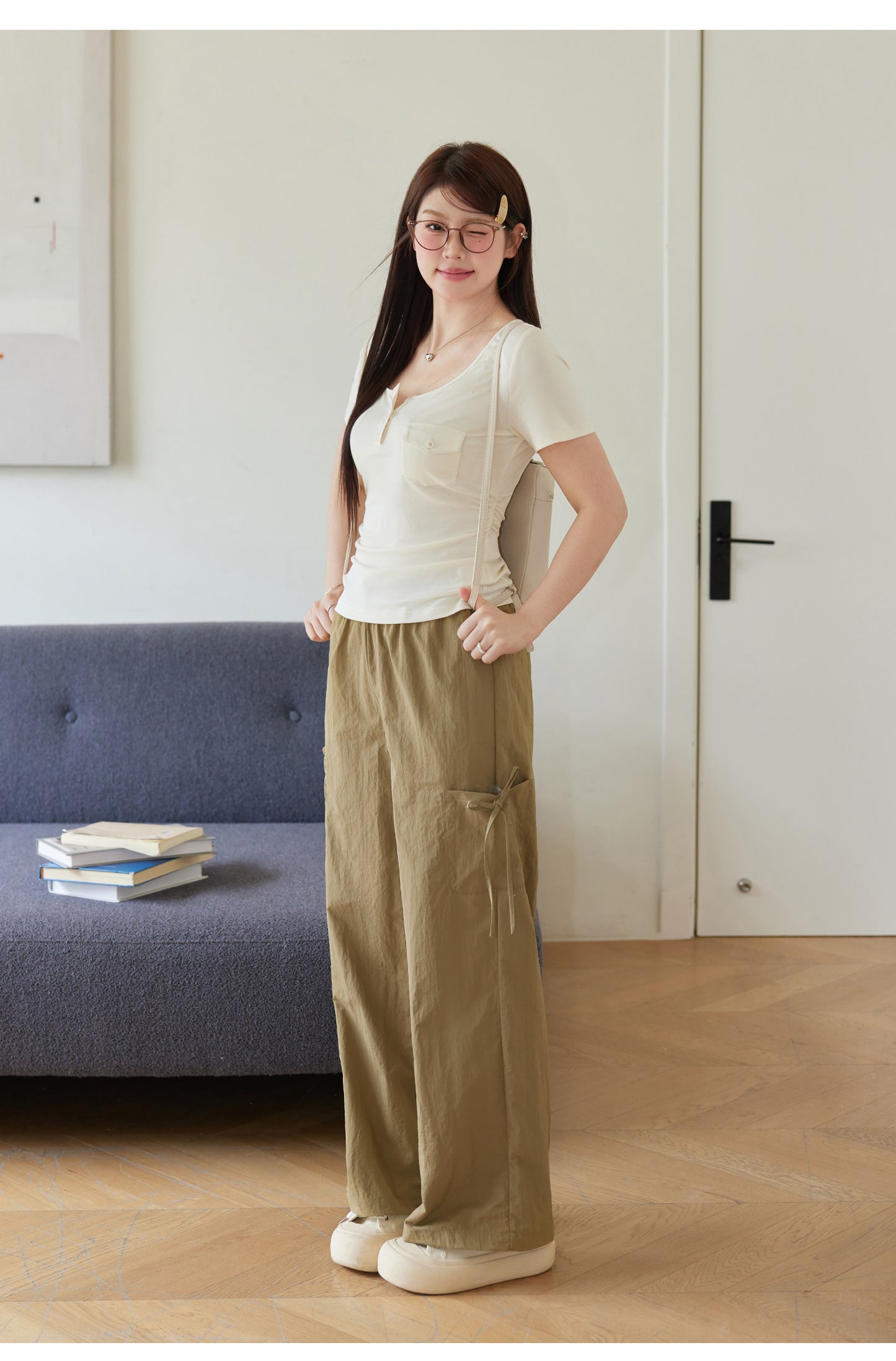 Big Pocket Bow Straight Plus Size Overalls
